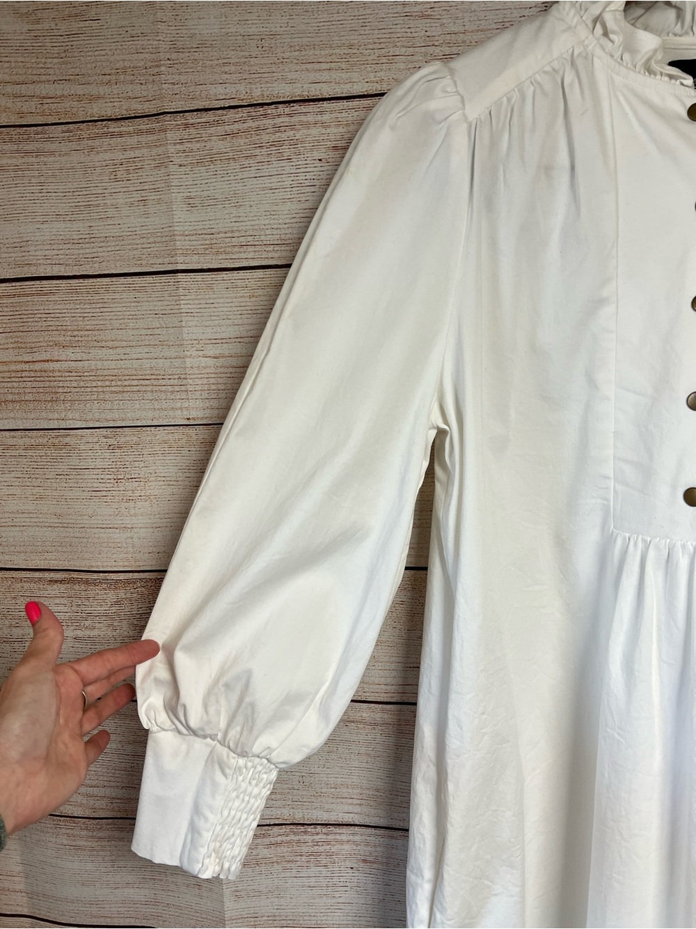 Tuckernuck Pomander Place Claiborne Cotton A-Line Mini Dress Sz L Pockets White - Picture 5 of 11